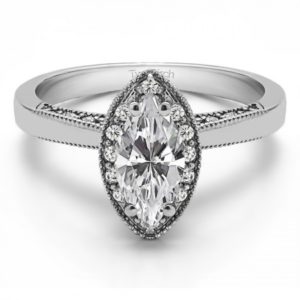 1 CARAT MOISSANITE MARQUISE HALO SOLITAIRE