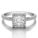 1 CT. MOISSANITE PRINCESS CUT SOLITAIRE HALO ENGAGEMENT RING