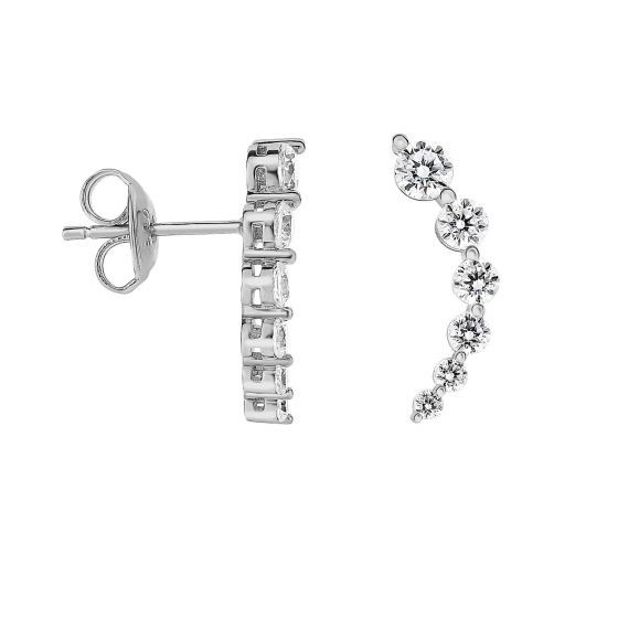 Sterling Silver and Cubic Zirconia Crawler Earrings - TwoBirch Fine Jewelry