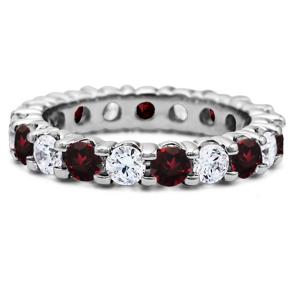 Ruby and Diamond Stackable 2.9mm Double Shared Prong Eternity Ring