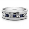 0.49 Ct. Sapphire and Diamond 7 Stone Channel Set Men's Wedding Band