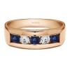 0.75 Ct. Sapphire and Diamond 5 Stone Channel Set Men's Wedding Ring in Rose Gold