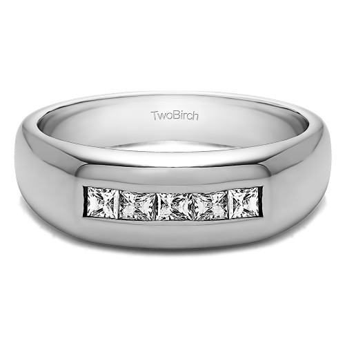 0.5 Ct. Five Stone Princess Cut Channel Set Men's Wedding Band