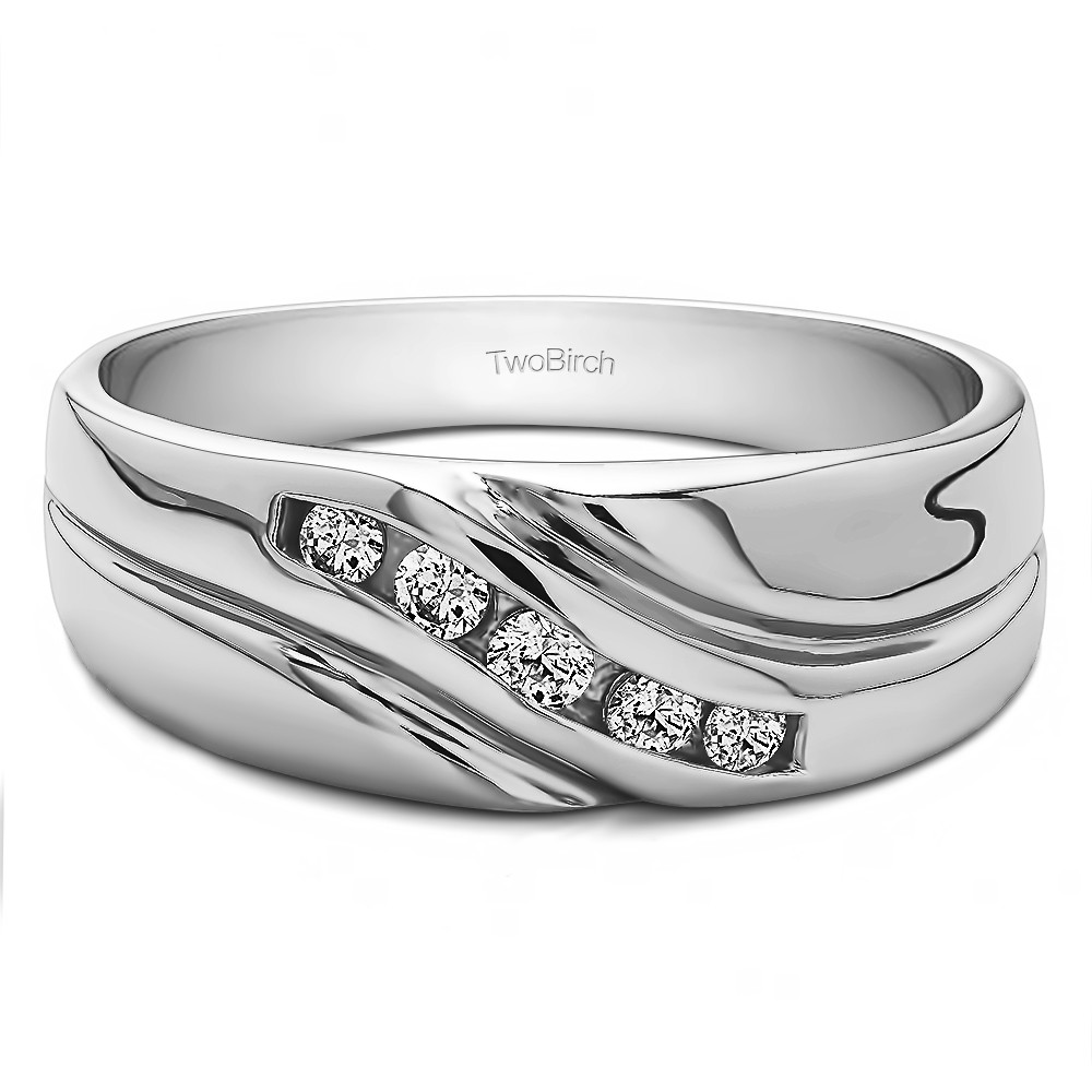 0.29 Ct. Five Stone Twisted Shank Men's Wedding Ring
