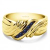 0.27 Ct. Sapphire Five Stone Twisted Shank Men's Wedding Band in Yellow Gold