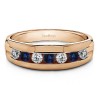 0.24 Ct. Sapphire and Diamond Seven Stone Channel Set Men's Ring with Open End Design in Rose Gold