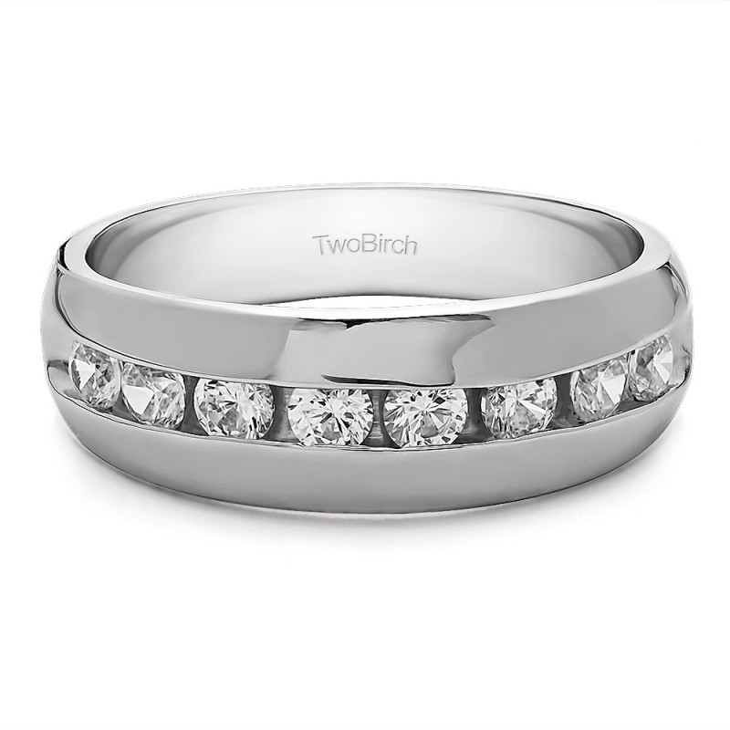 TwoBirch Men's Wedding Rings - 0.52 Ct. Channel set Men's Band with Open  Ended Channel