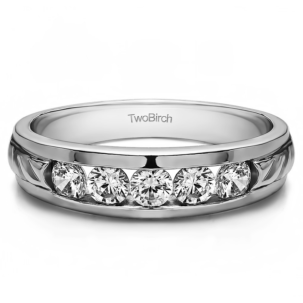 0.3 Ct. Five Stone Channel Set Men's Wedding Ring