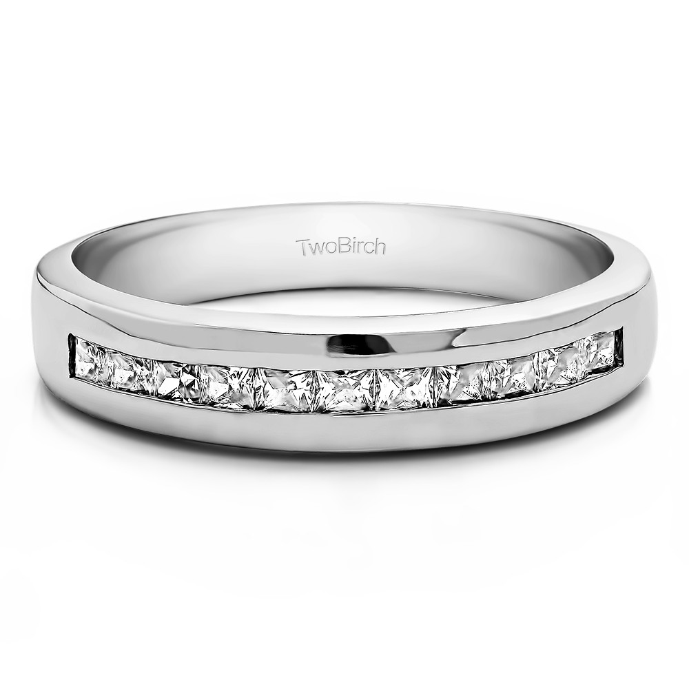 0.48 Ct. Twelve Stone Channel Set Princess Cut Men's Wedding Ring