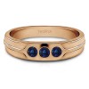 0.33 Ct. Sapphire Three Stone Burnished Designer Shank Men's Wedding Ring in Rose Gold