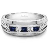 0.5 Ct. Sapphire and Diamond Five Stone Channel Set Men's Wedding Ring with Braided Shank