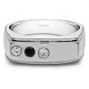 0.5 Ct. Black and White Three Stone Burnished Flat Top Men's Ring