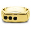 0.5 Ct. Black Three Stone Burnished Flat Top Men's Ring in Yellow Gold