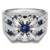 0.5 Ct. Sapphire and Diamond Round Channel Set Sun Burst Style Men's Ring