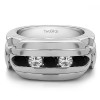 1.25 Ct. Black and White Five Stone Channel Set Flat Top Men's Wedding Ring