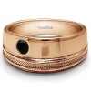 0.3 Ct. Black Stone Solitaire Millgrained Men's Wedding Ring in Rose Gold