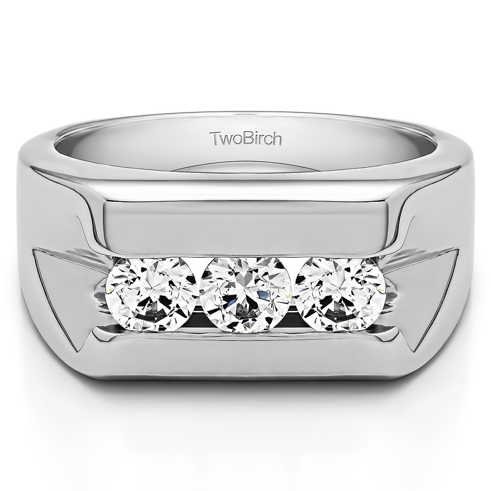 1 Ct. Three Stone Channel Set Men's Wedding Band