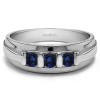 0.24 Ct. Sapphire Three Stone Bar Set Men's Wedding Ring