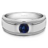 0.17 Ct. Sapphire Men's Round Burnished Set Solitaire