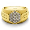 0.5 Ct. Cluster Top Men's Wedding Band with Ribbed Shank in Yellow Gold