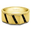 0.49 Ct. Black Stone Men's Ring with Three Rows of Channel Set Round Stones in Yellow Gold