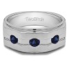 0.36 Ct. Sapphire Round Burnished Set Three Stone Men's Ring
