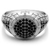 0.54 Ct. Black Stone Domed Men's Ring with Engraved Design