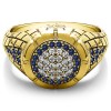 0.54 Ct. Sapphire and Diamond Domed Men's Ring with Engraved Design in Yellow Gold