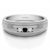 0.24 Ct. Black and White Three Stone Channel Set Men's Ring