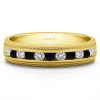 0.99 Ct. Black and White Stone Channel Set Men's Wedding Ring Featuring Millgrain Design in Yellow Gold