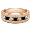 0.49 Ct. Black and White Stone Channel Set Men's Ring with Open End Design in Rose Gold