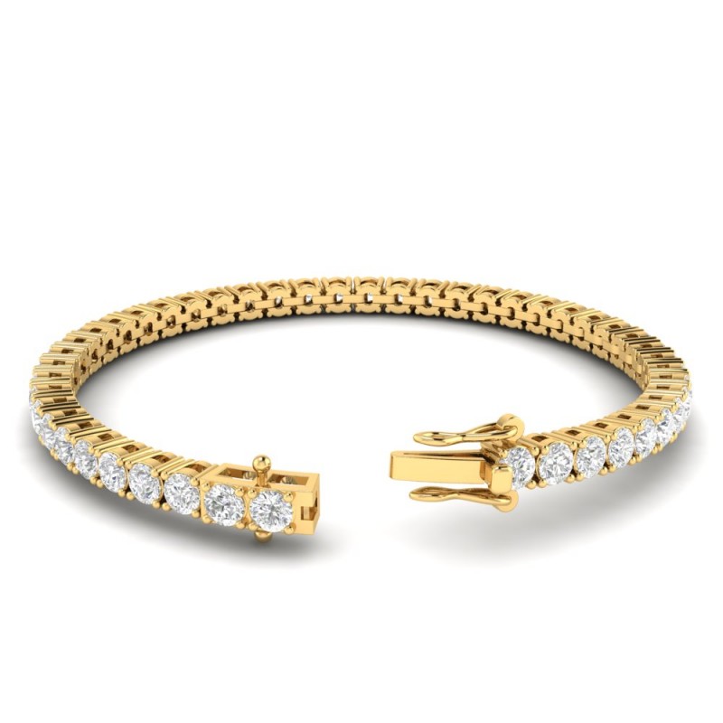 18k Yellow Gold Plated Tennis Bracelet 3MM with Round Moissanite