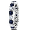 Diamond and Sapphire Stackable 3.1mm Double Shared Prong Eternity Ring