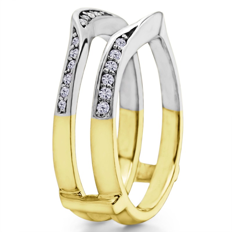 0.44 Ct. Contour Ring Guard Enhancer Wedding Band in Two Tone Gold