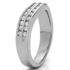 0.48 Ct. Sapphire and Diamond Double Row Channel Set Anniversary Wedding Ring