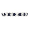 Diamond and Sapphire Stackable 2.2mm Double Shared Prong Eternity Ring
