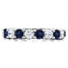 Diamond and Sapphire Stackable 3.1mm Double Shared Prong Eternity Ring