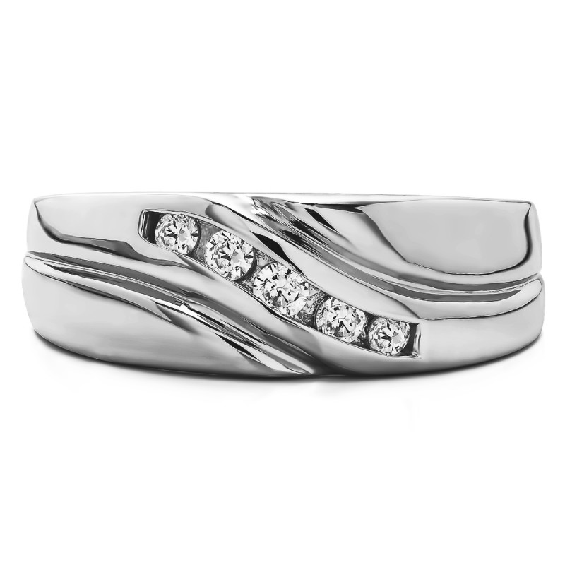 TwoBirch Men's Wedding Rings 0.29 Ct. Five Birthstone Twisted Shank