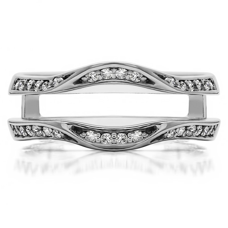 Classic Cathedral Wedding Band Guard Yellow Plated Sterling Silver