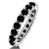 Black Stone Stackable 2.9mm Double Shared Prong Eternity Ring