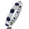 Diamond and Sapphire Stackable 3.1mm Double Shared Prong Eternity Ring