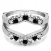 0.42 Ct. Black and White Stone Prong Set Round Chevron Ring Guard