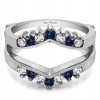 0.42 Ct. Sapphire and Diamond Prong Set Round Chevron Ring Guard