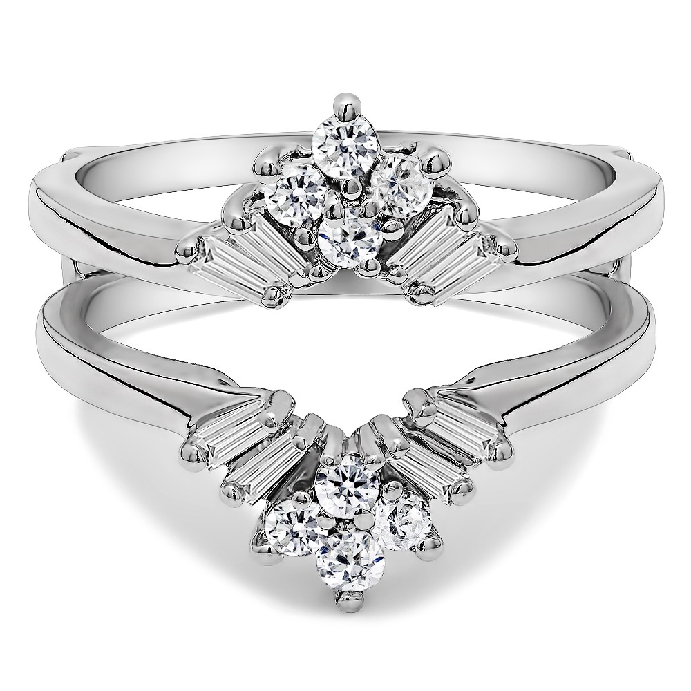 0.27 Ct. V Shaped Round and Tapered Baguette Ring Guard