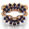 0.98 Ct. Sapphire Double Row Halo Sunburst Ring Guard in Rose Gold
