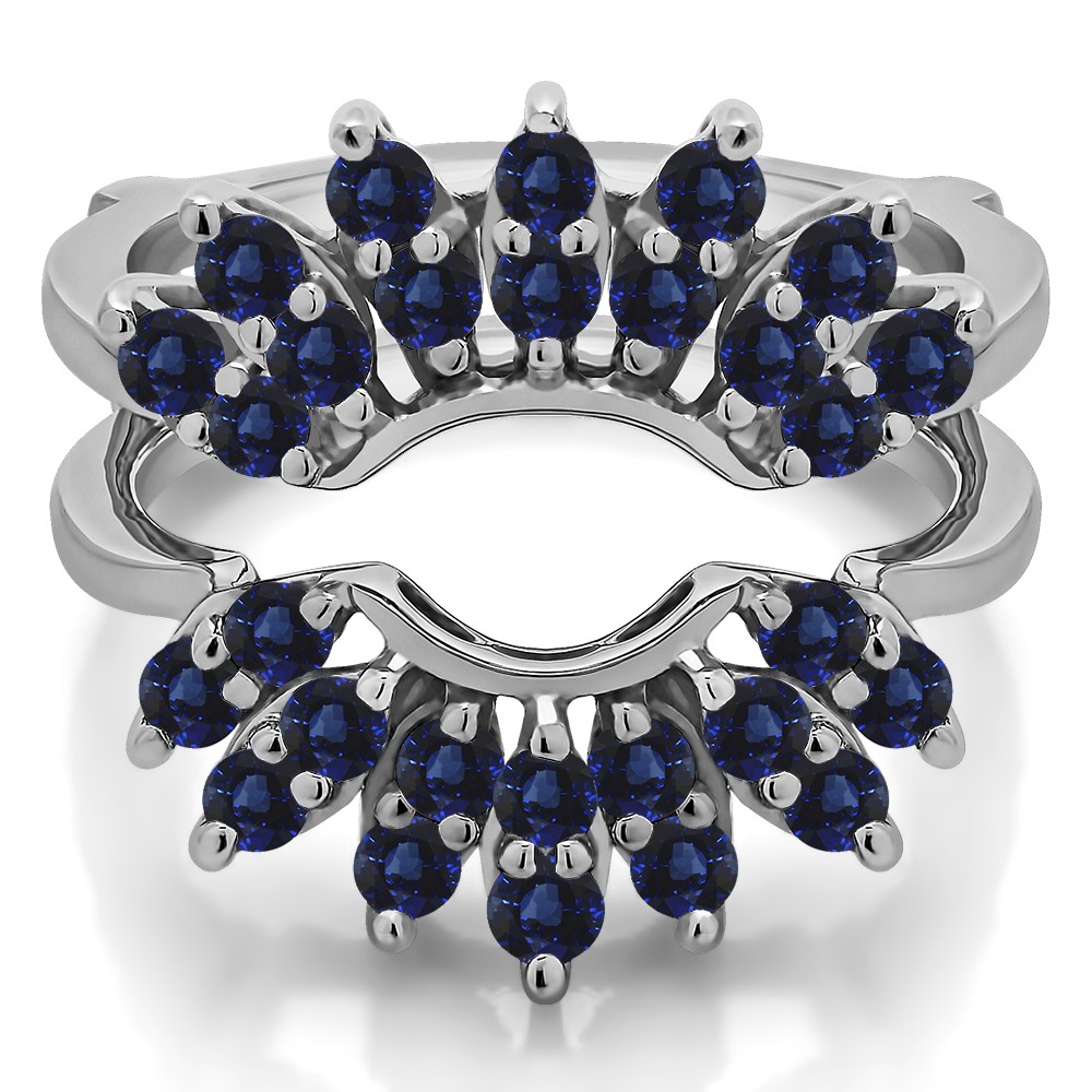 0.98 Ct. Sapphire Double Row Halo Sunburst Ring Guard
