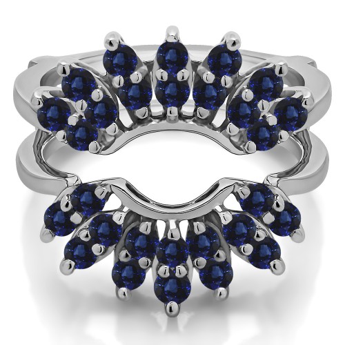 0.98 Ct. Sapphire Double Row Halo Sunburst Ring Guard