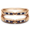 0.24 Ct. Sapphire and Diamond Round Channel Set Pinched Center ring guard in Rose Gold