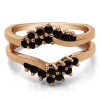 0.66 Ct. Black Stone Bypass Chevron Ring Guard Enhancer in Rose Gold