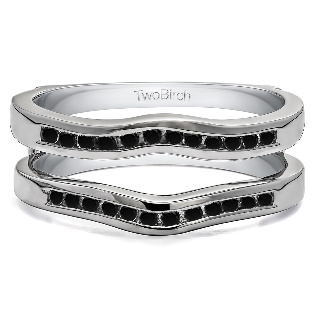 0.24 Ct. Black Stone Round Channel Set Curved Ring Guard